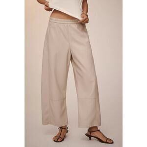 Pilcro The Izzie Relaxed Pull-On Barrel Trousers Faux Leather Edition Neutral XS